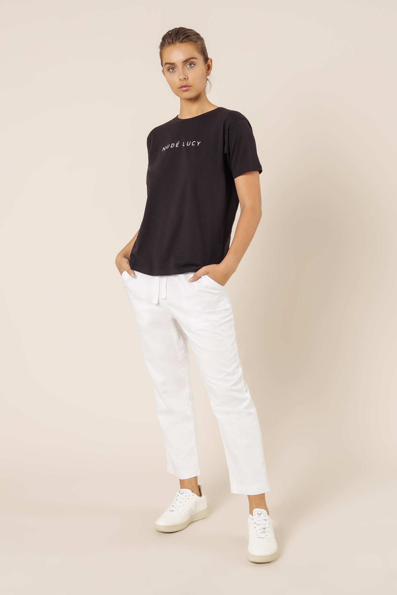 Nude Lucy Nude Lucy slogan tee washed black top