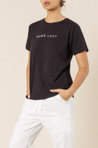 Nude Lucy Nude Lucy slogan tee washed black top