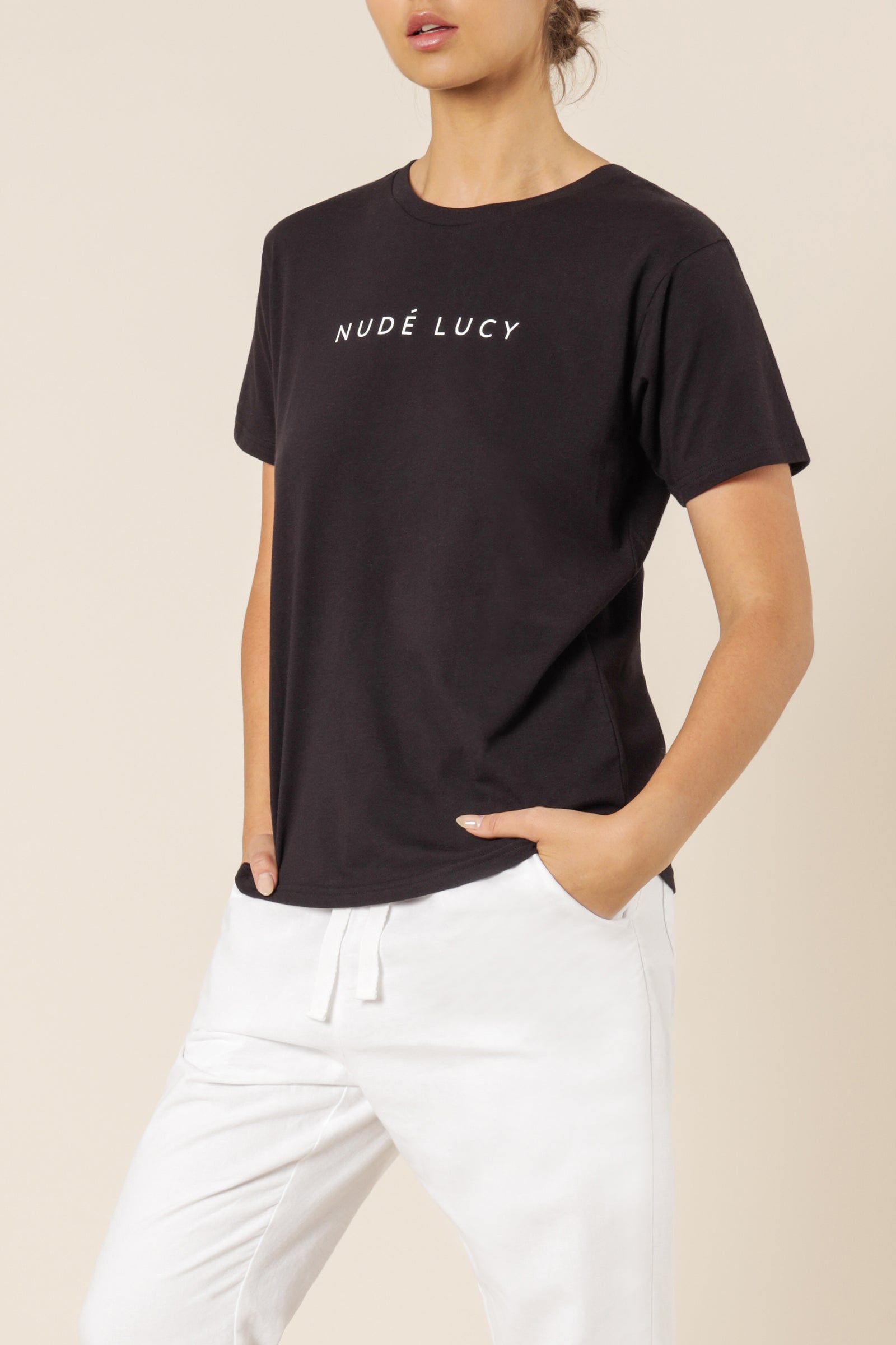 Nude Lucy Nude Lucy Slogan Tee Washed Black Top 