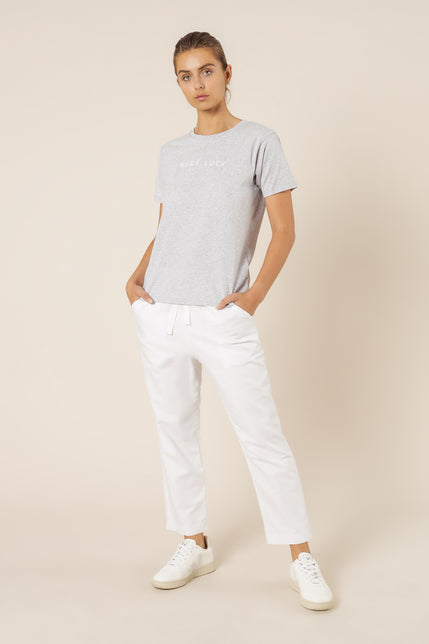 NUDE LUCY SLOGAN TEE-Grey Marle