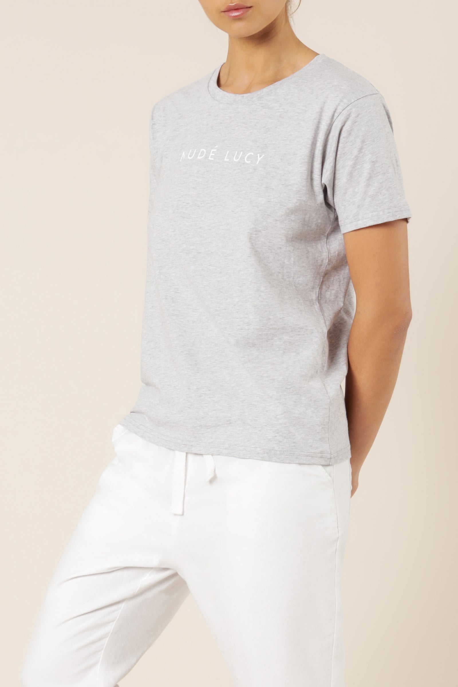 Nude Lucy Nude Lucy Slogan Tee Grey Marle Top 
