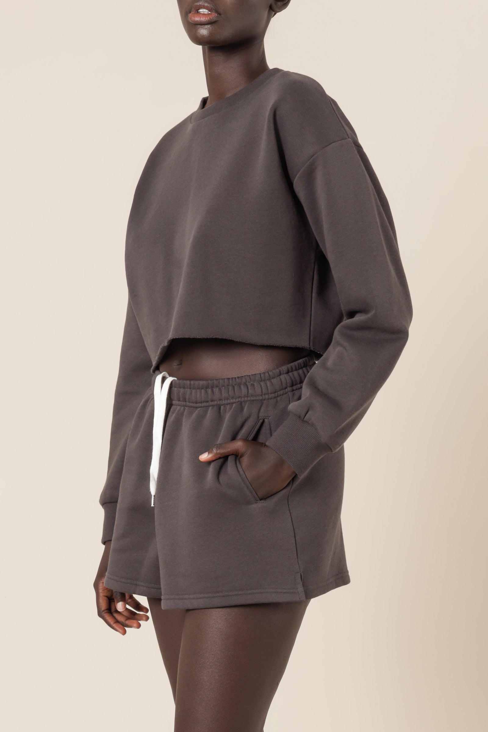 Nude Lucy Carter Classic Crop Sweat Coal Sweats 