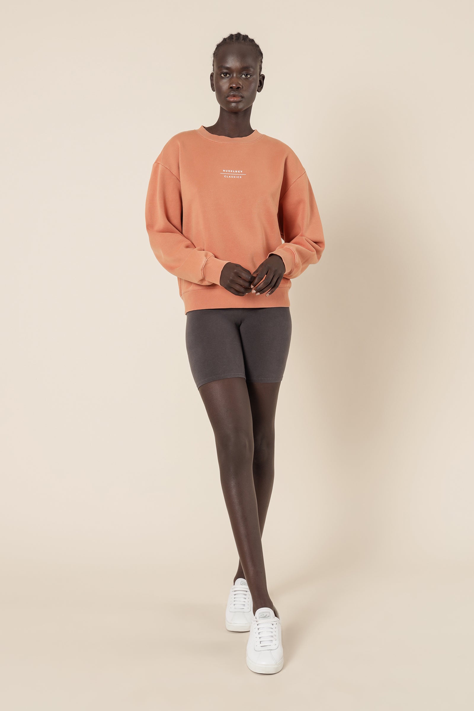 Nude Lucy nude classics slogan sweat terracotta top