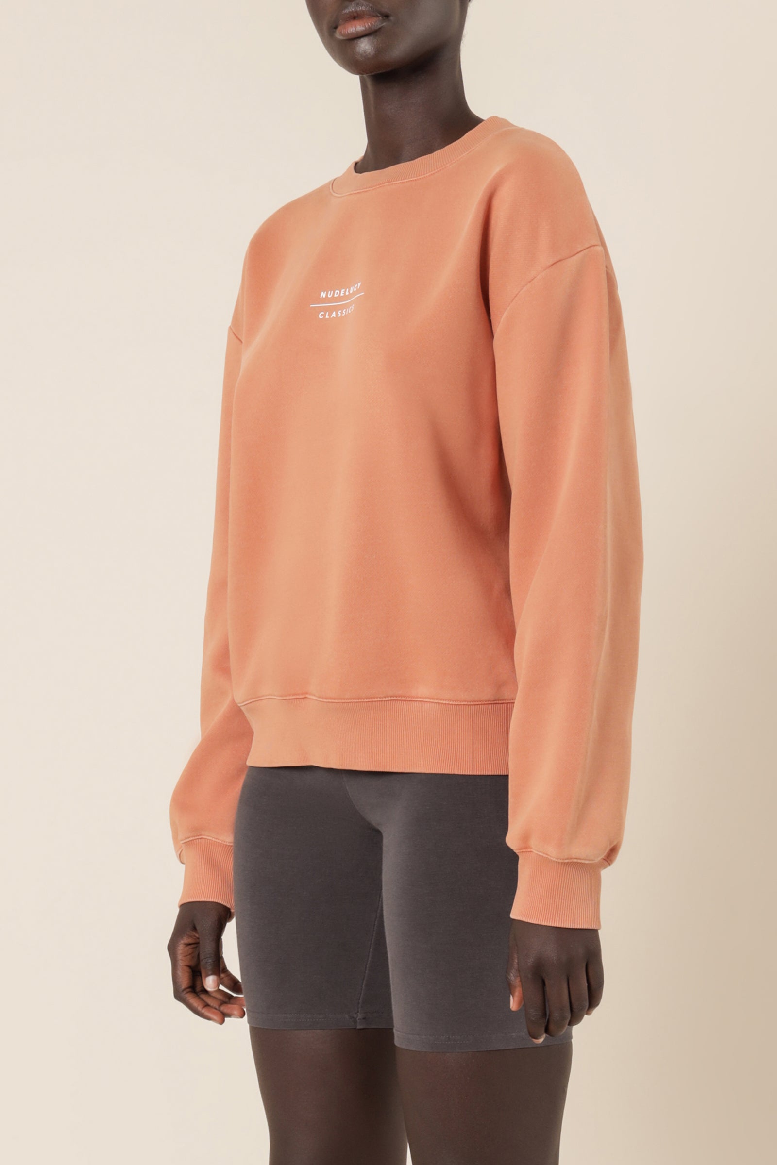 Nude Lucy nude classics slogan sweat terracotta top