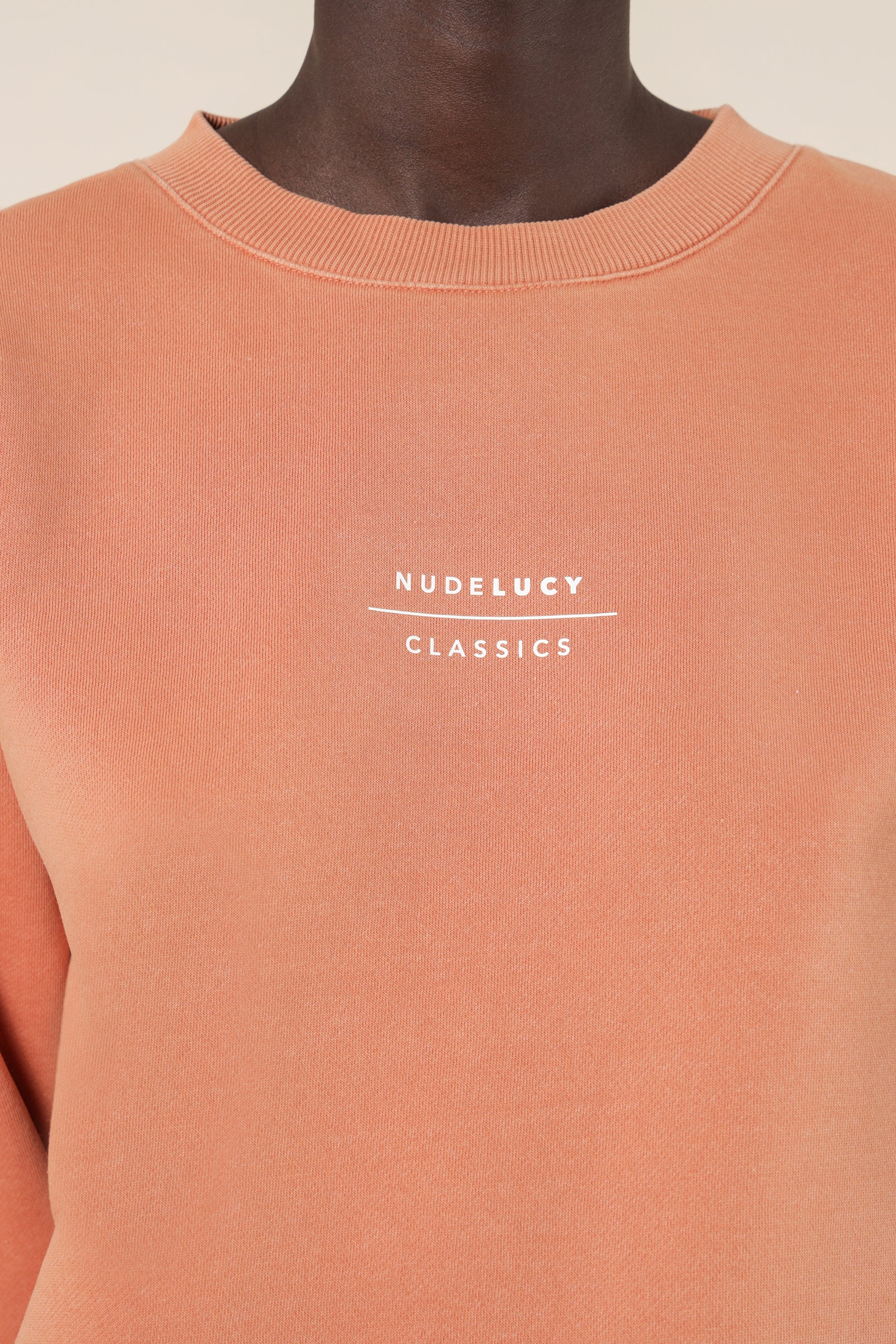 Nude Lucy nude classics slogan sweat terracotta top