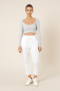 Nude Lucy cameron waffle long sleeve scoop tee grey marle top