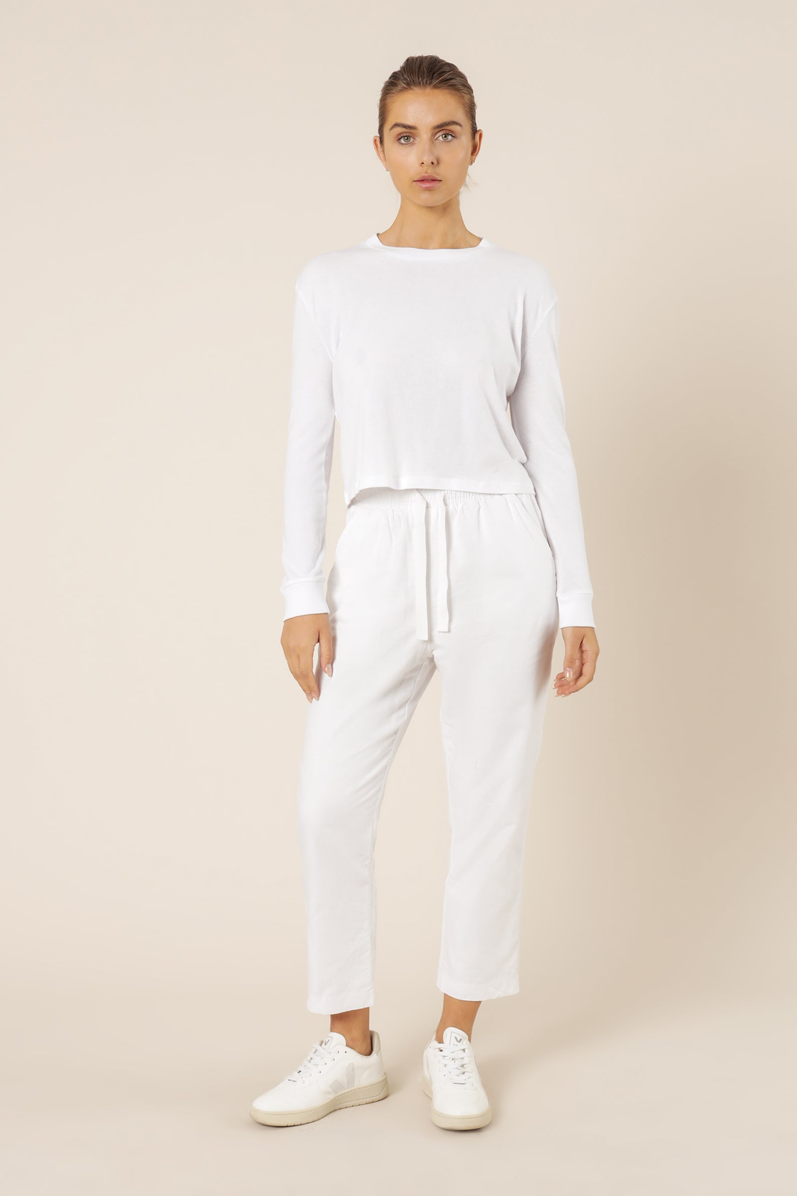 Nude Lucy Xavier Crop Boyfriend Tee White Top 
