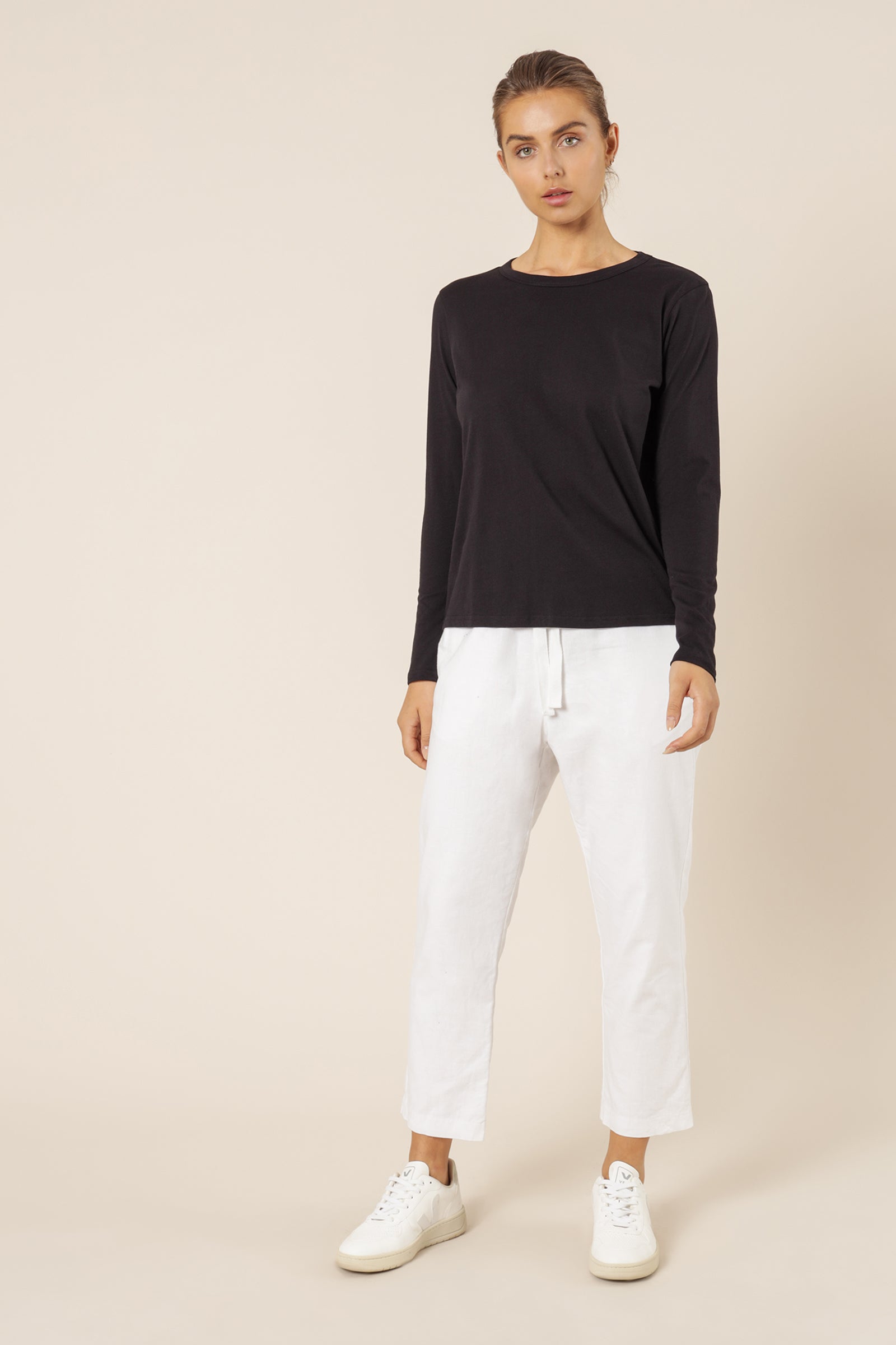 Nude Lucy Ava Long Sleeve Tee Black Top 