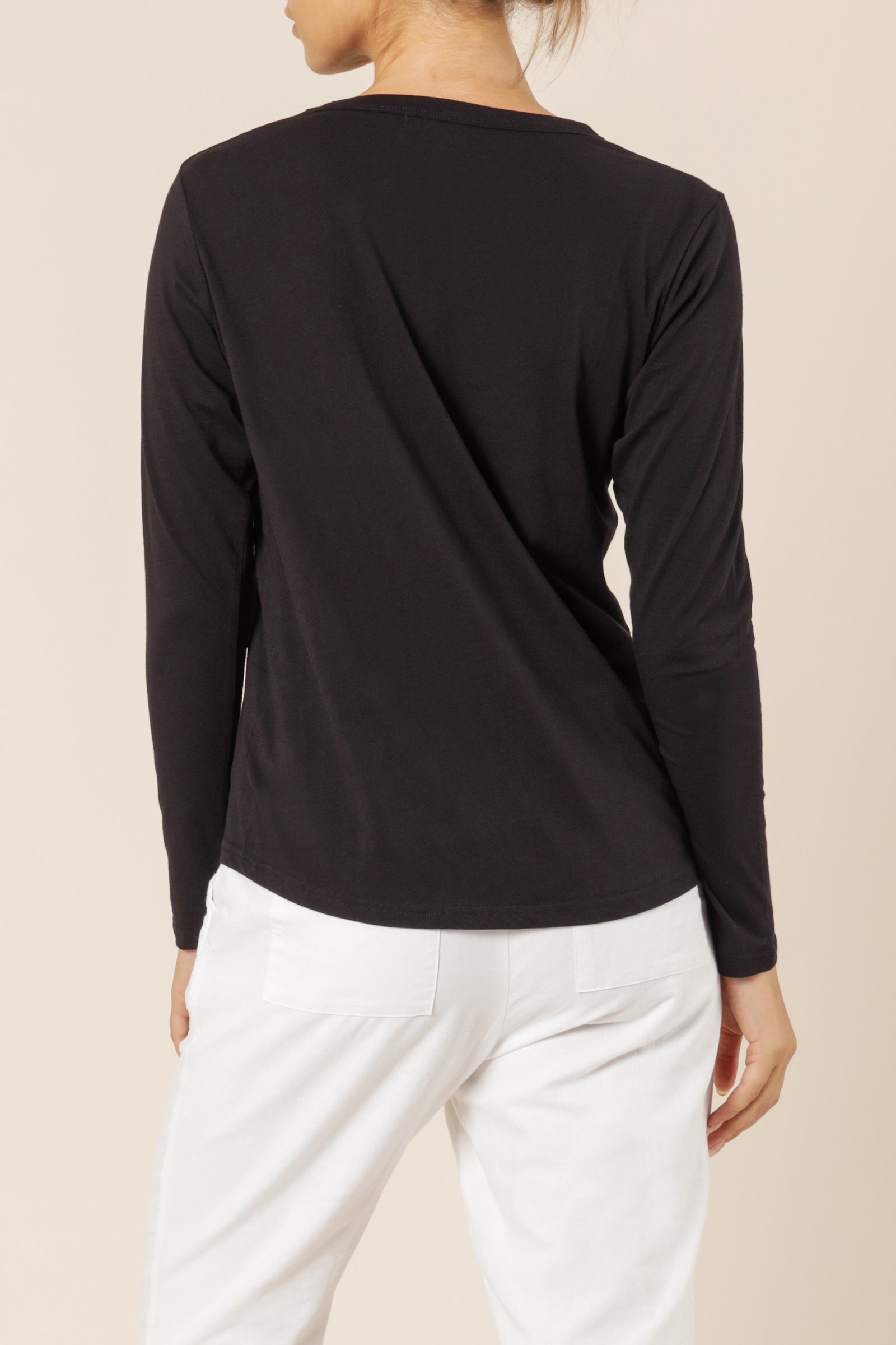 Nude Lucy Ava Long Sleeve Tee Black Top 