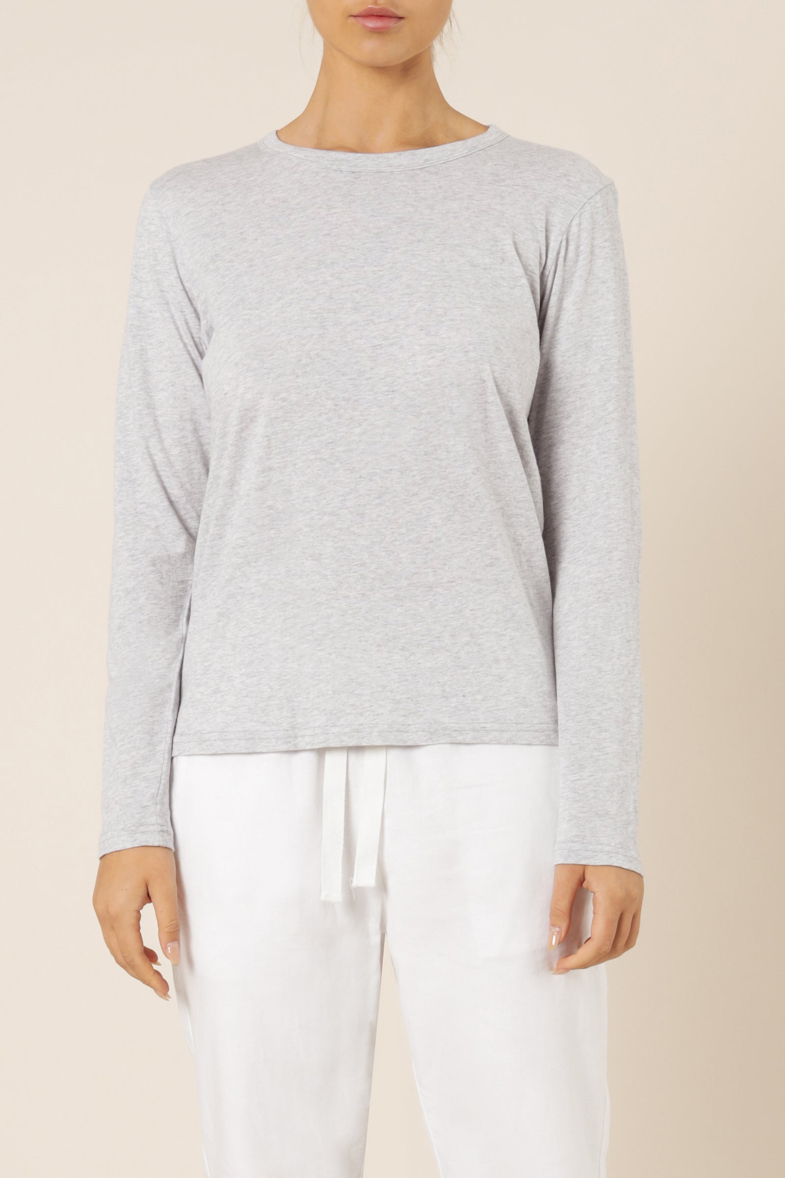 Nude Lucy Ava Long Sleeve Tee Grey Marle Top 