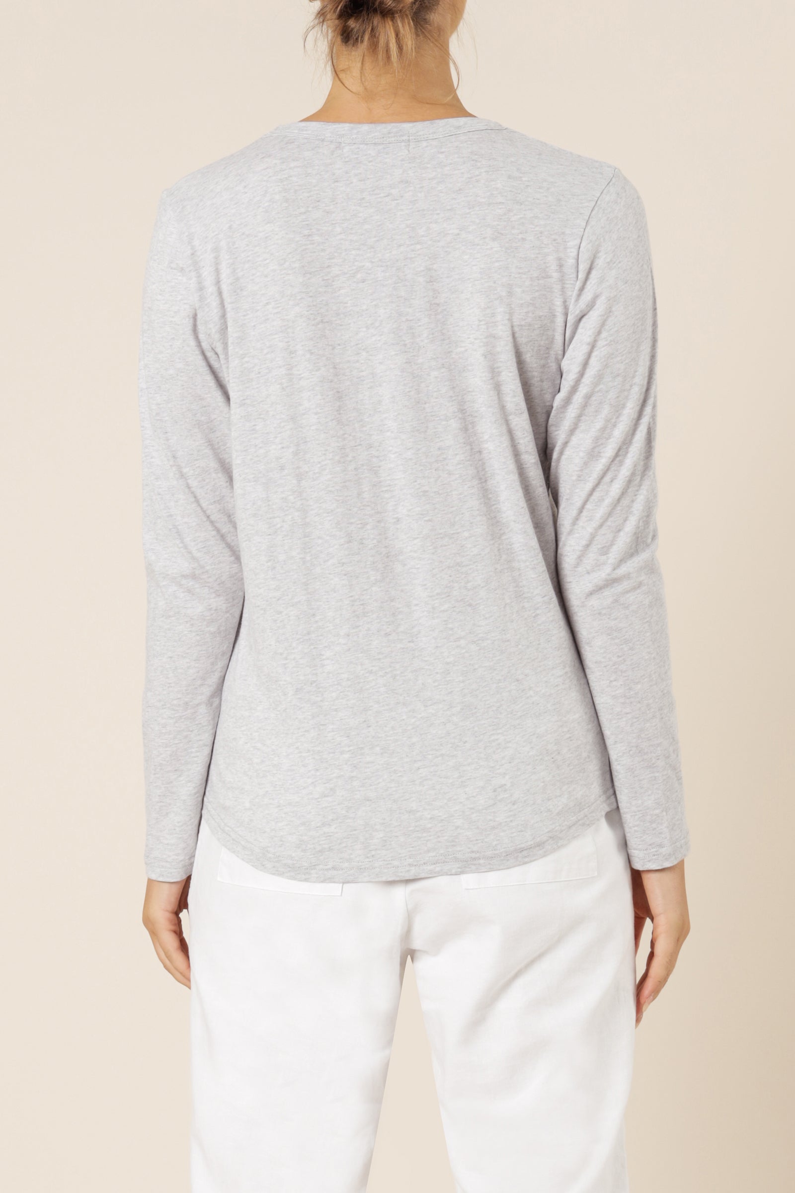 Nude Lucy Ava Long Sleeve Tee Grey Marle Top 