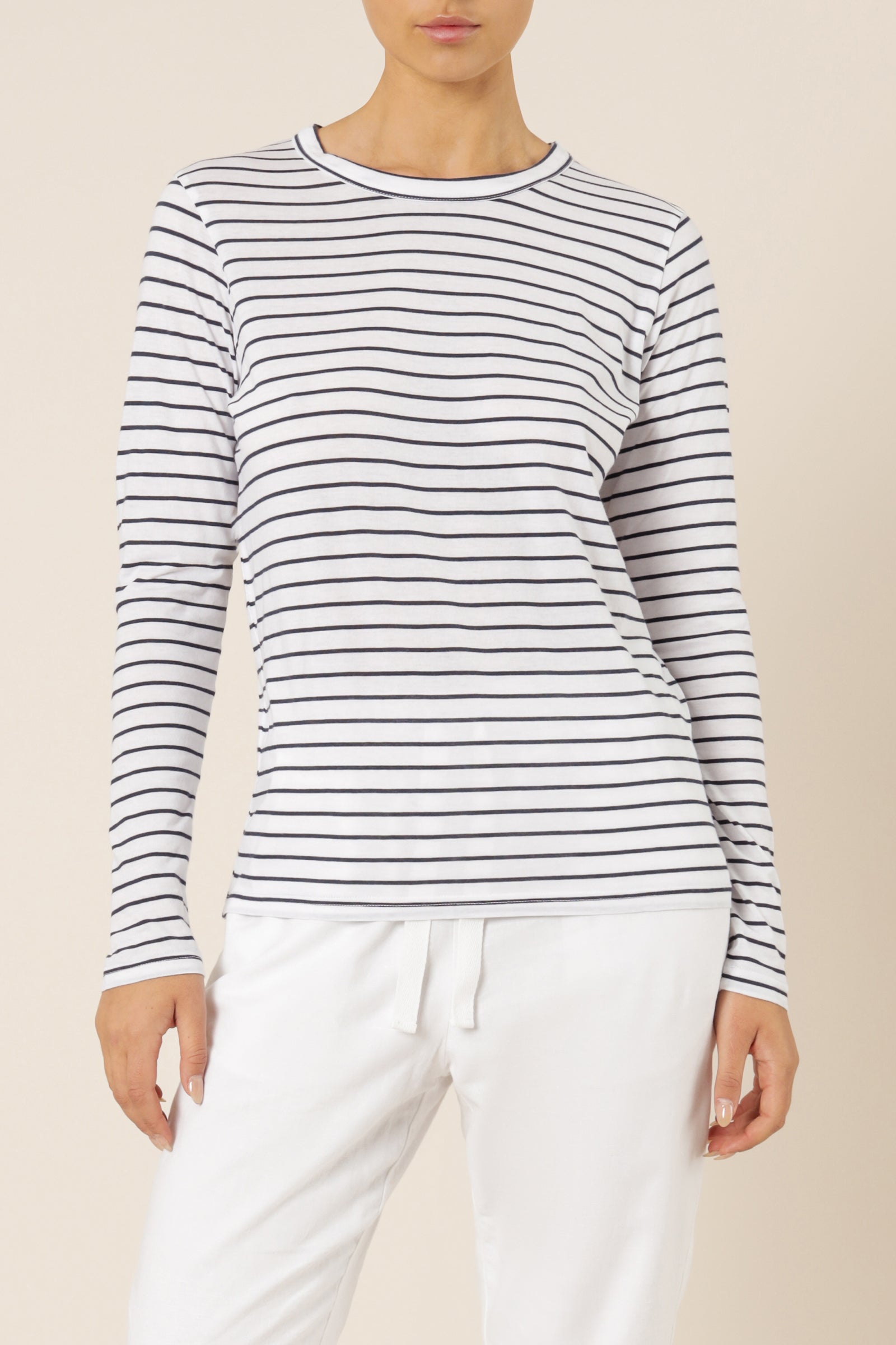 Nude Lucy Ava Long Sleeve Tee Navy Stripe Top 