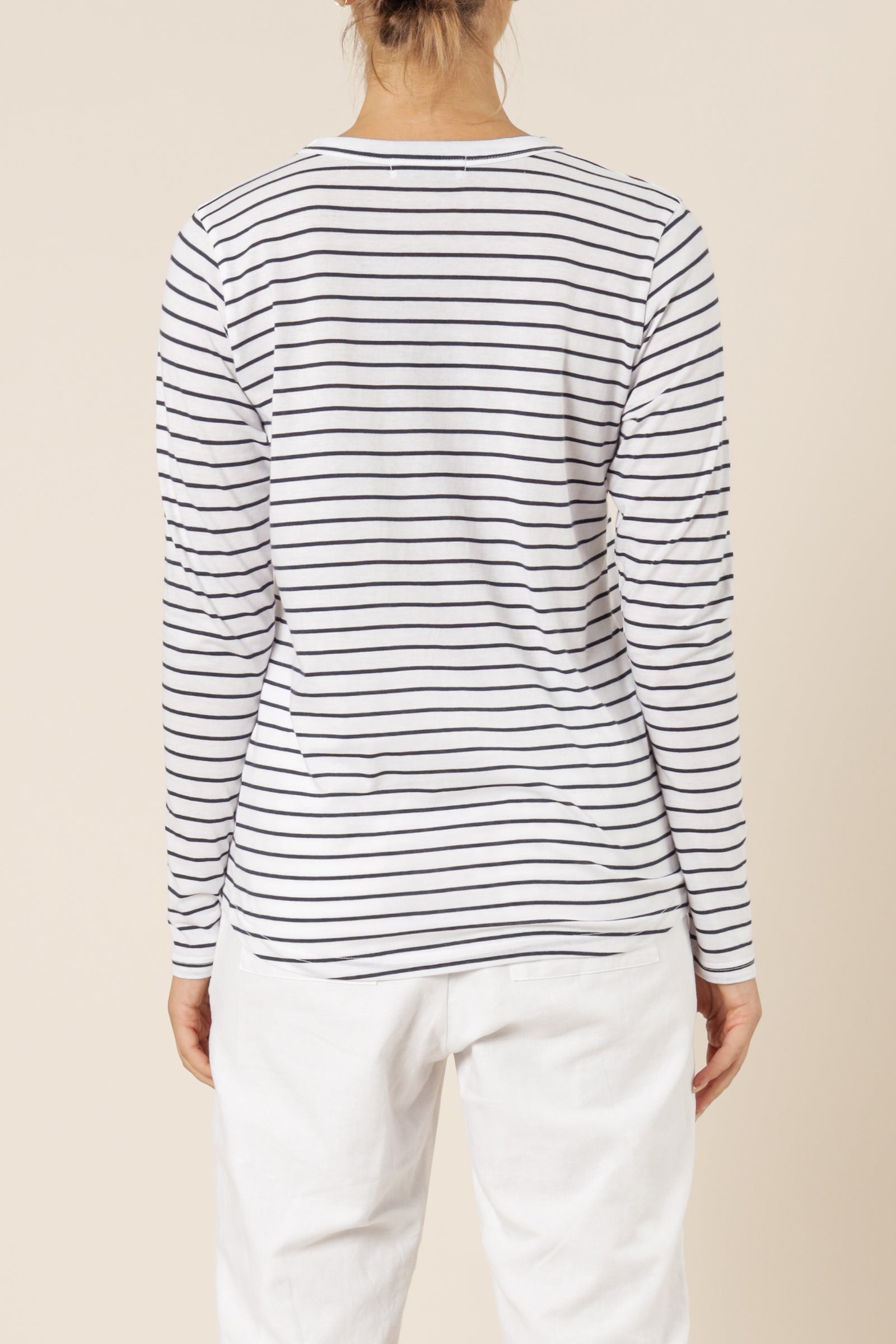 Nude Lucy Ava Long Sleeve Tee Navy Stripe Top 