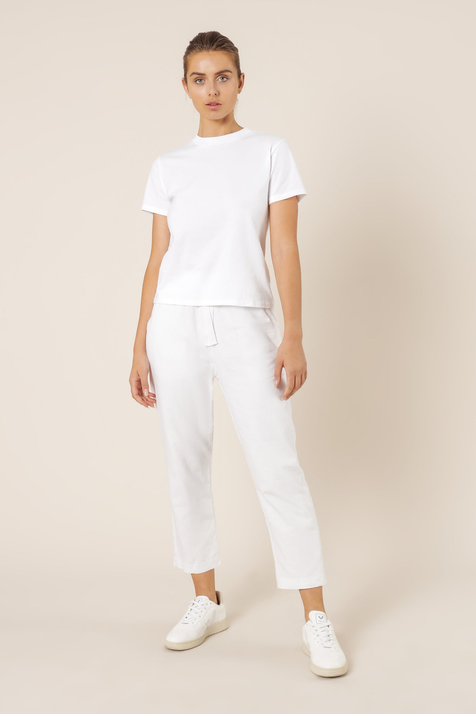 Nude Lucy Kendall Crew Neck Tee White Top 
