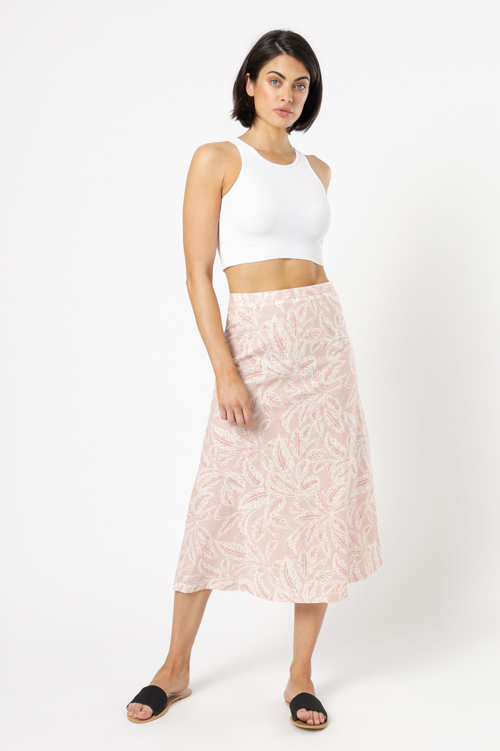 Nude Lucy Yasmin Linen Midi Skirt Print Skirt 