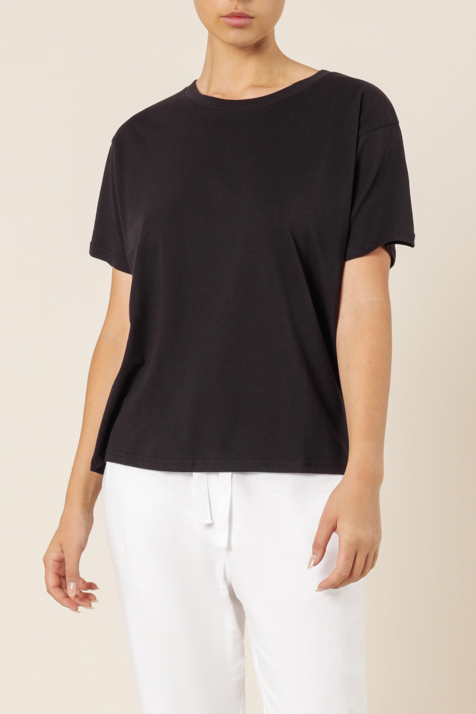 Nude Lucy Frankie Boyfriend Tee Black Top 