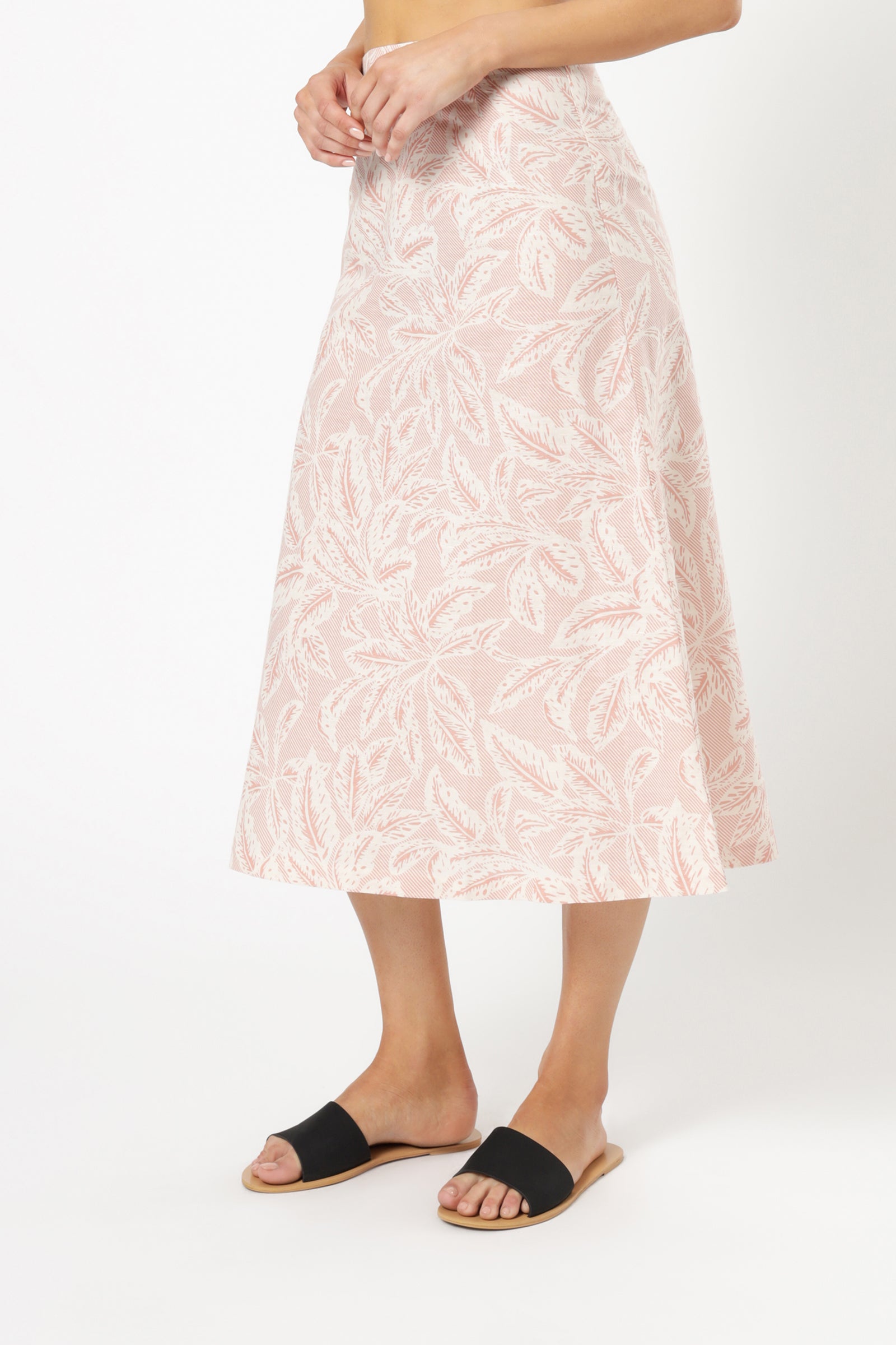 Nude Lucy Yasmin Linen Midi Skirt Print Skirt 