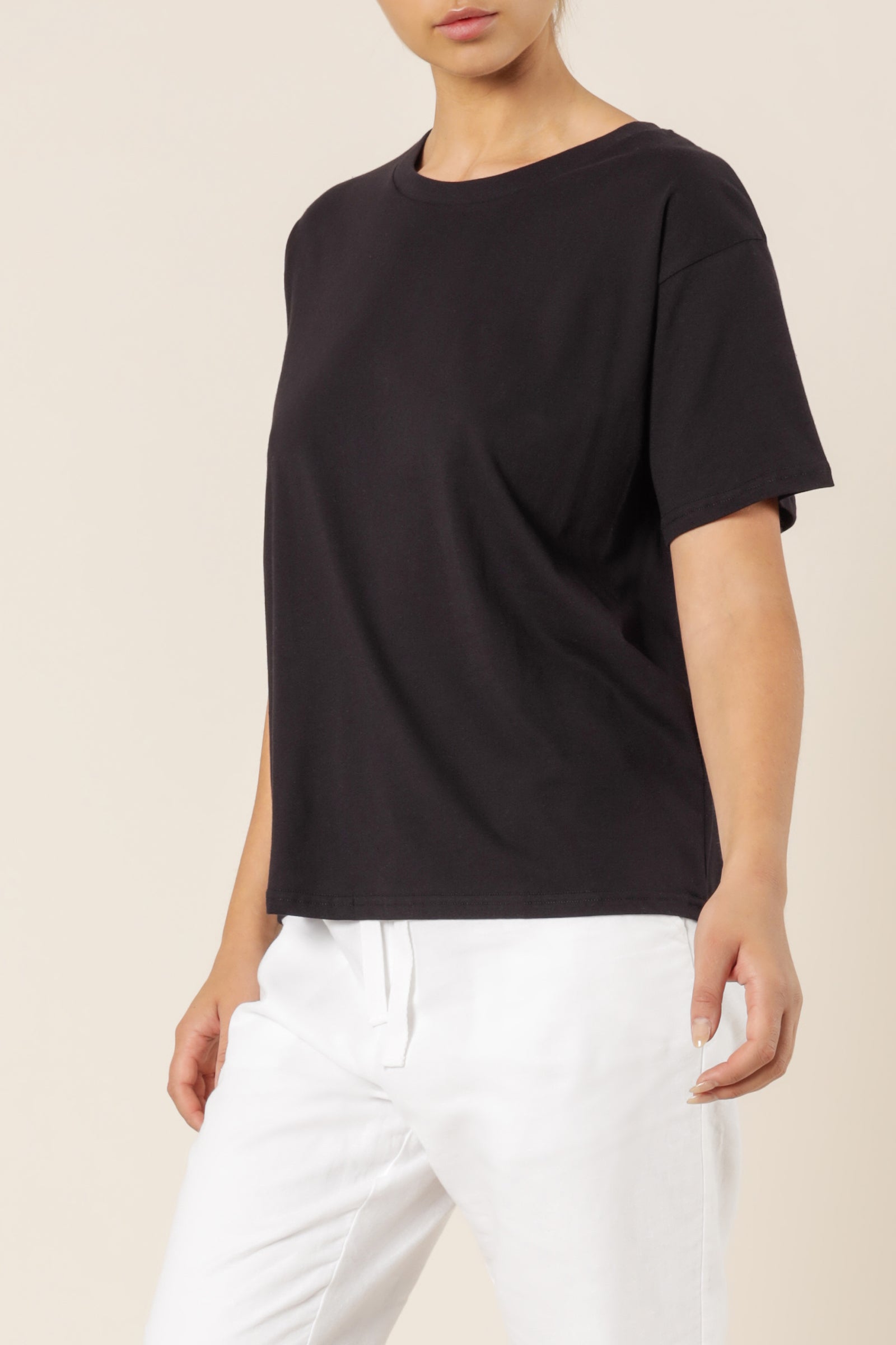 Nude Lucy Frankie Boyfriend Tee Black Top 