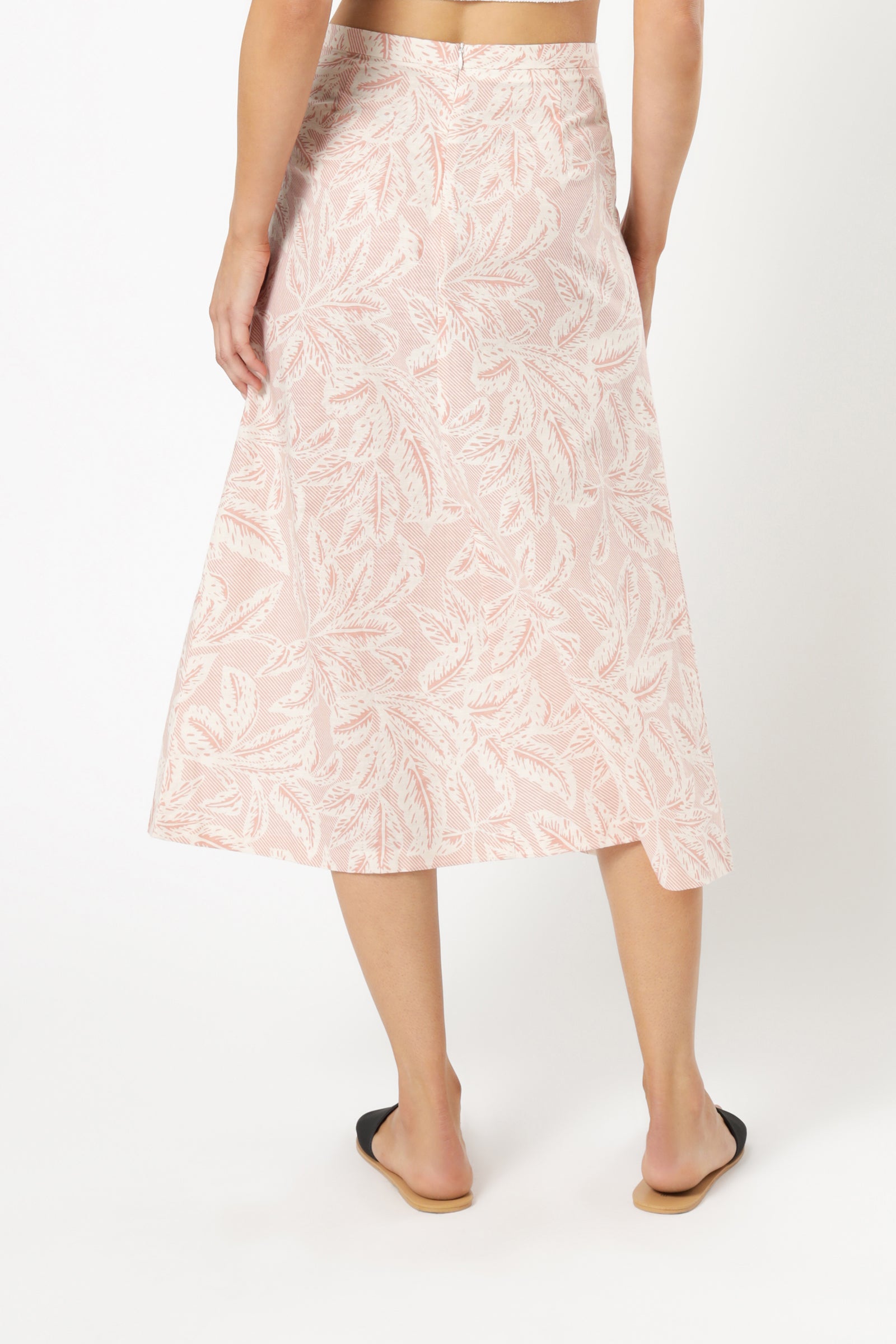 Nude Lucy Yasmin Linen Midi Skirt Print Skirt 