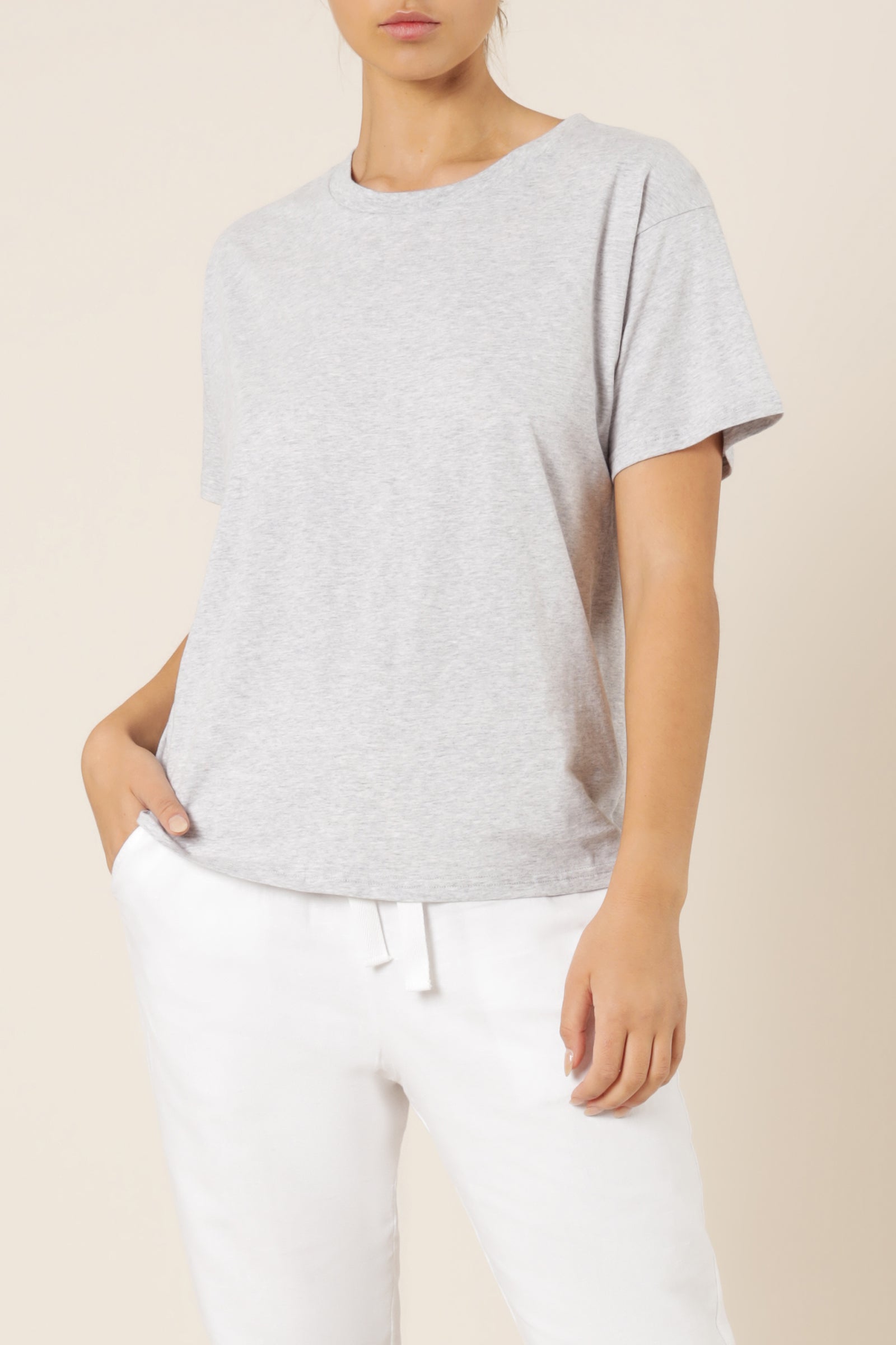 Nude Lucy Frankie Boyfriend Tee Grey Marle Top 