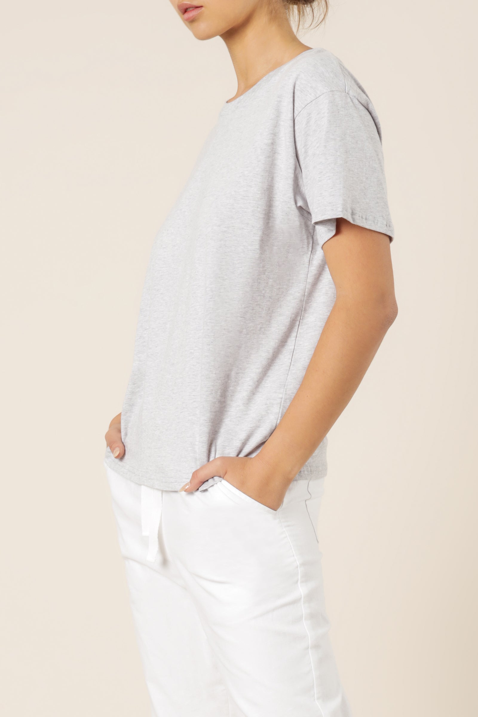 Nude Lucy Frankie Boyfriend Tee Grey Marle Top 