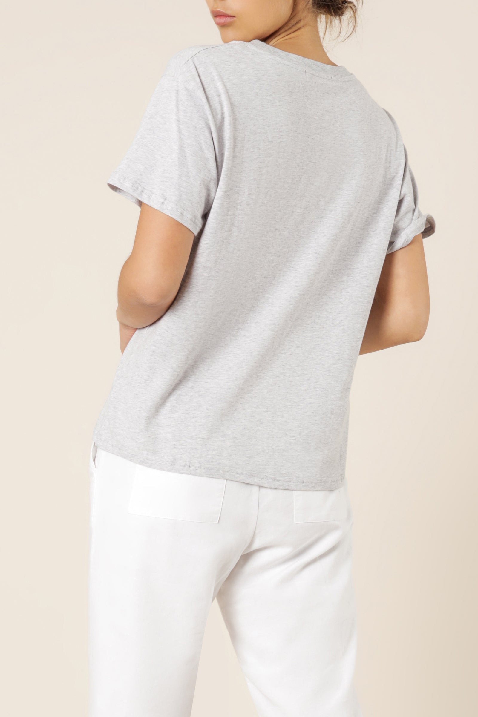 Nude Lucy Frankie Boyfriend Tee Grey Marle Top 