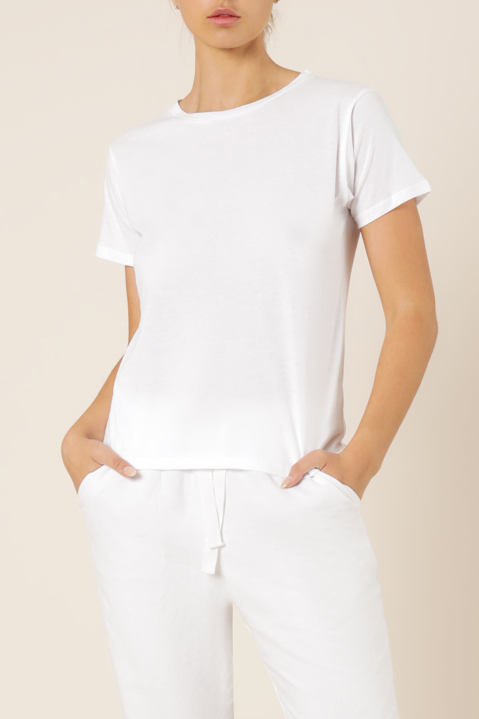 Nude Lucy Harper Basic Crew Neck Tee White Top 
