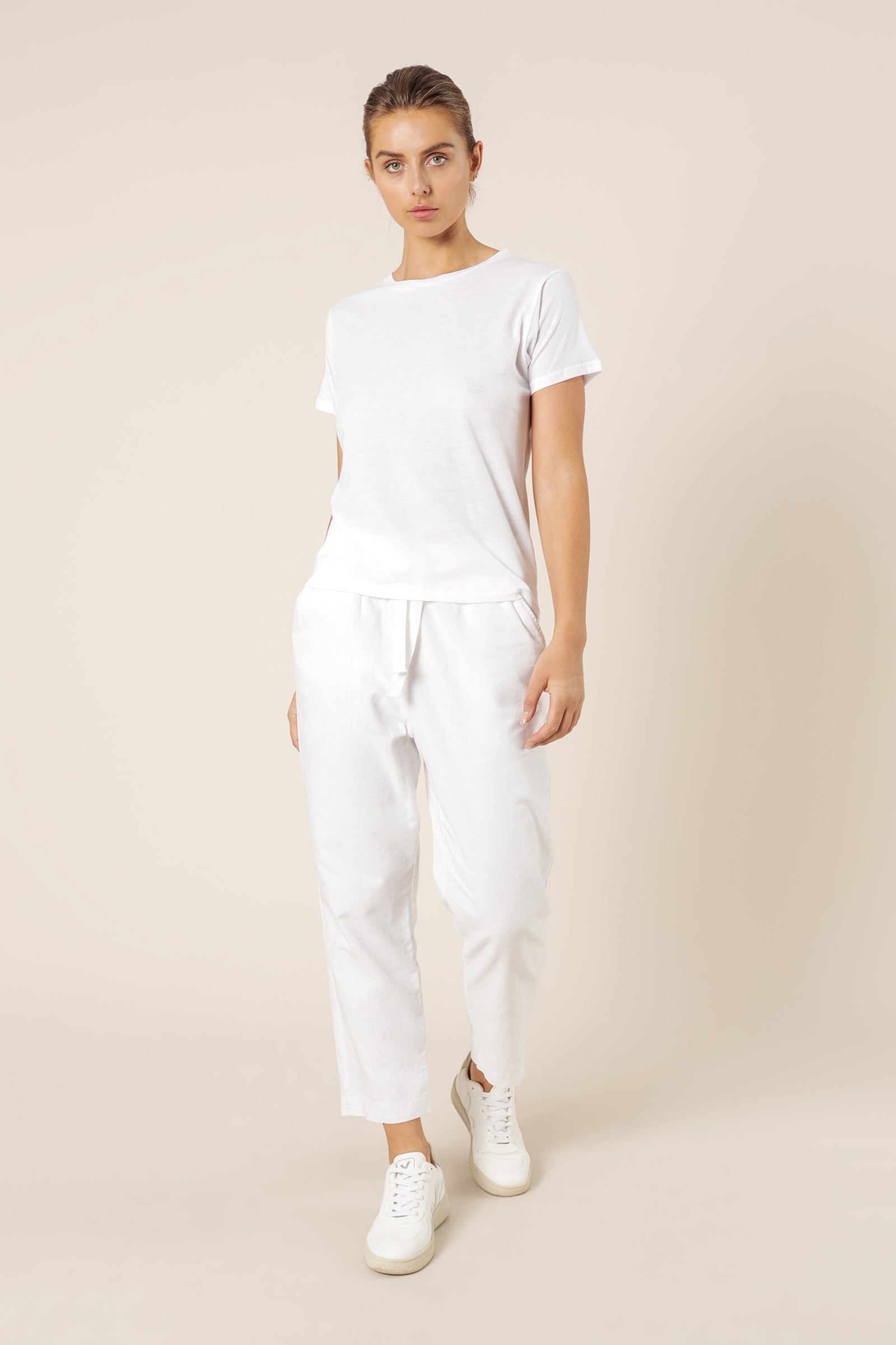 Nude Lucy Harper Basic Crew Neck Tee White Top 