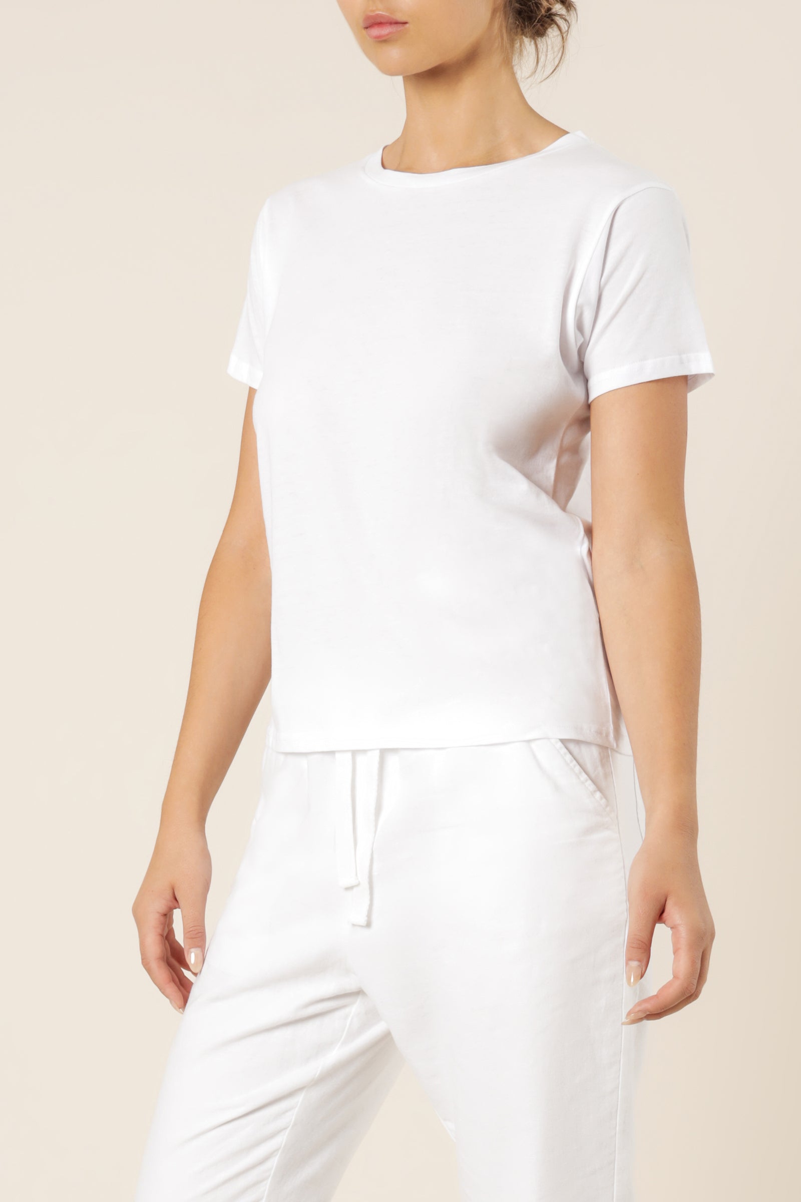 Nude Lucy Harper Basic Crew Neck Tee White Top 