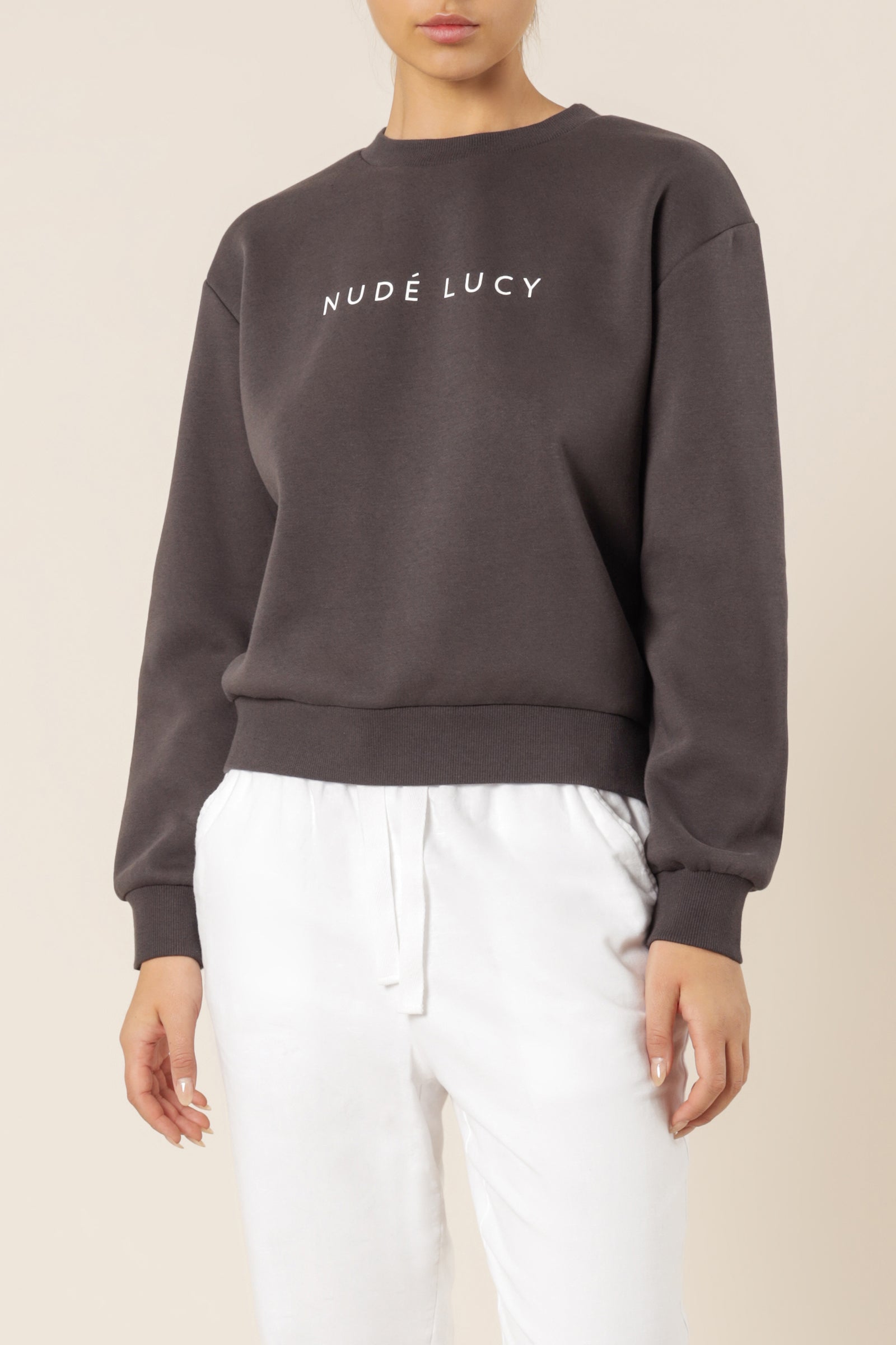 Nude Lucy Nude Lucy Slogan Sweat Coal Top 