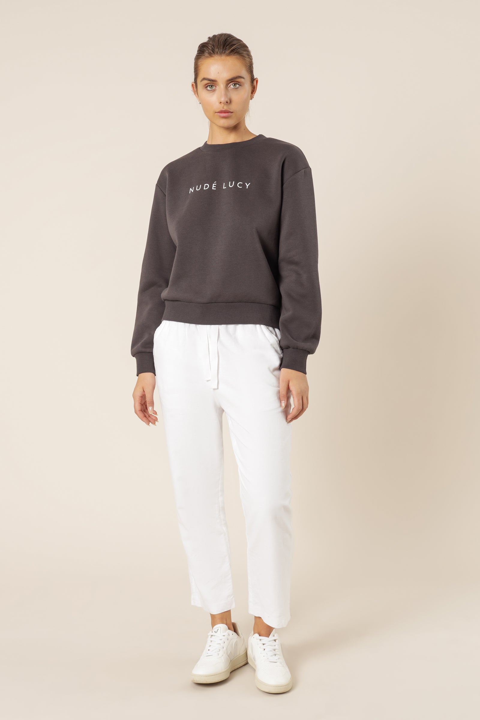 Nude Lucy Nude Lucy Slogan Sweat Coal Top 
