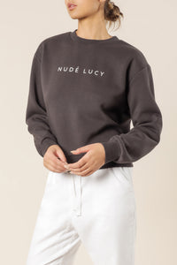 Nude Lucy Nude Lucy slogan sweat coal top