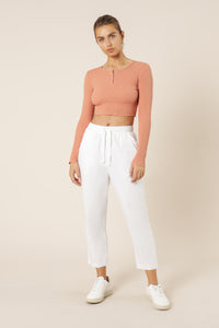 Nude Lucy frida long sleeve henley waffle tee terracotta top