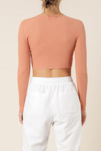 Nude Lucy frida long sleeve henley waffle tee terracotta top