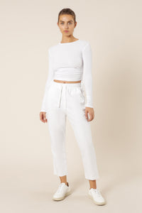 Nude Lucy june long sleeve drawstring tee white top