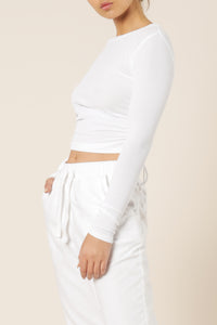 Nude Lucy june long sleeve drawstring tee white top