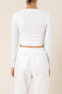 Nude Lucy june long sleeve drawstring tee white top