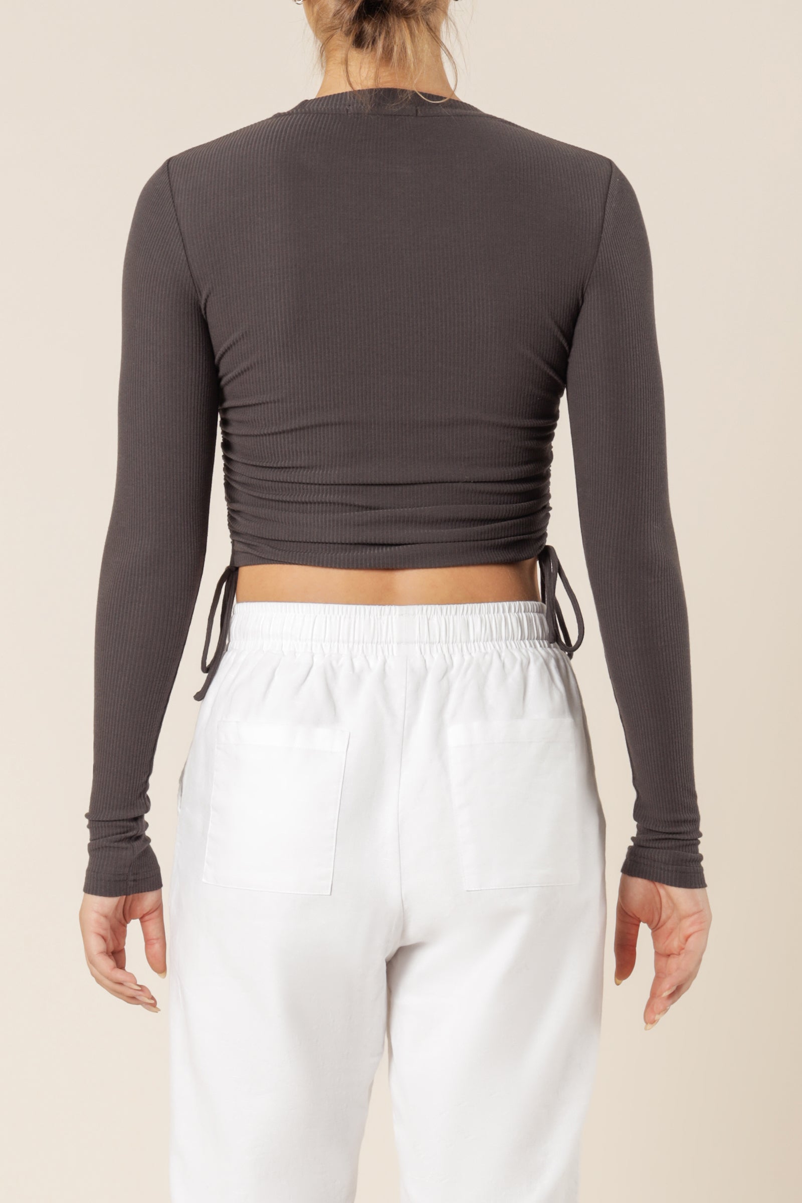 Nude Lucy june long sleeve drawstring tee coal top