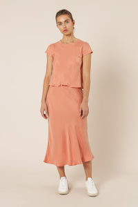Nude Lucy reese cupro midi skirt terracotta skirt