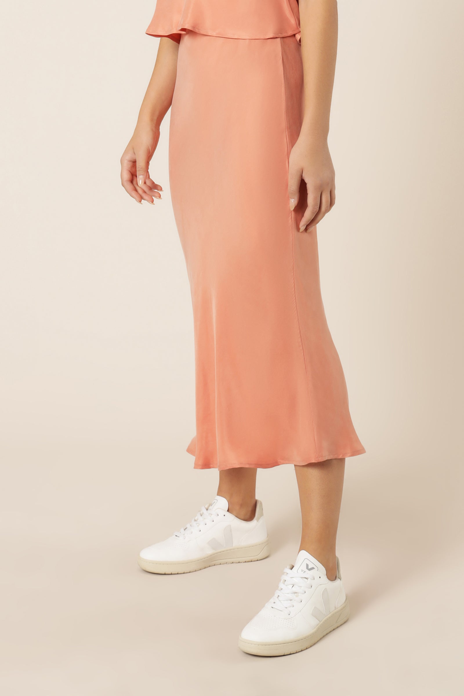 Nude Lucy Reese Cupro Midi Skirt Terracotta Skirt 