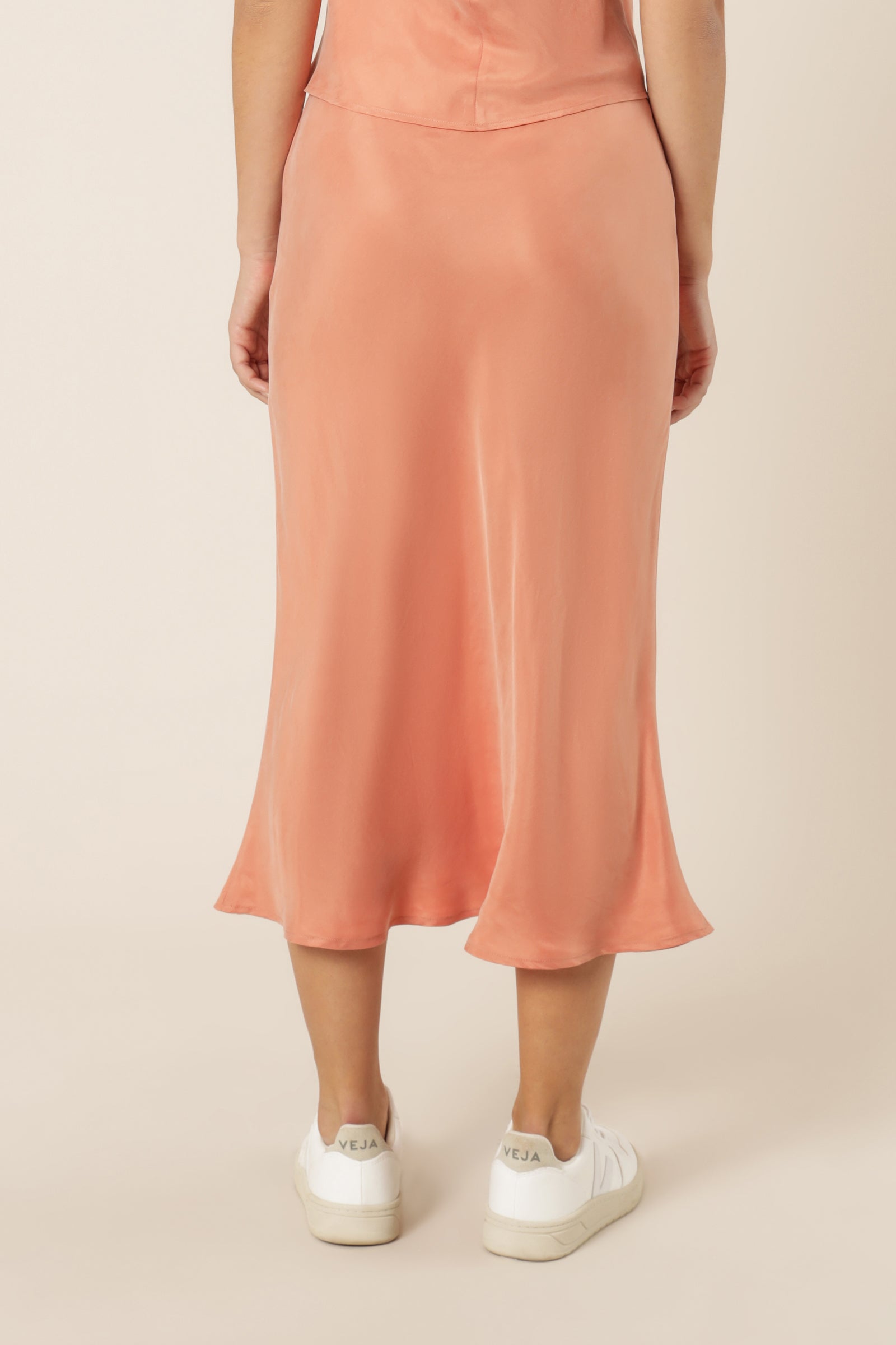 Nude Lucy Reese Cupro Midi Skirt Terracotta Skirt 