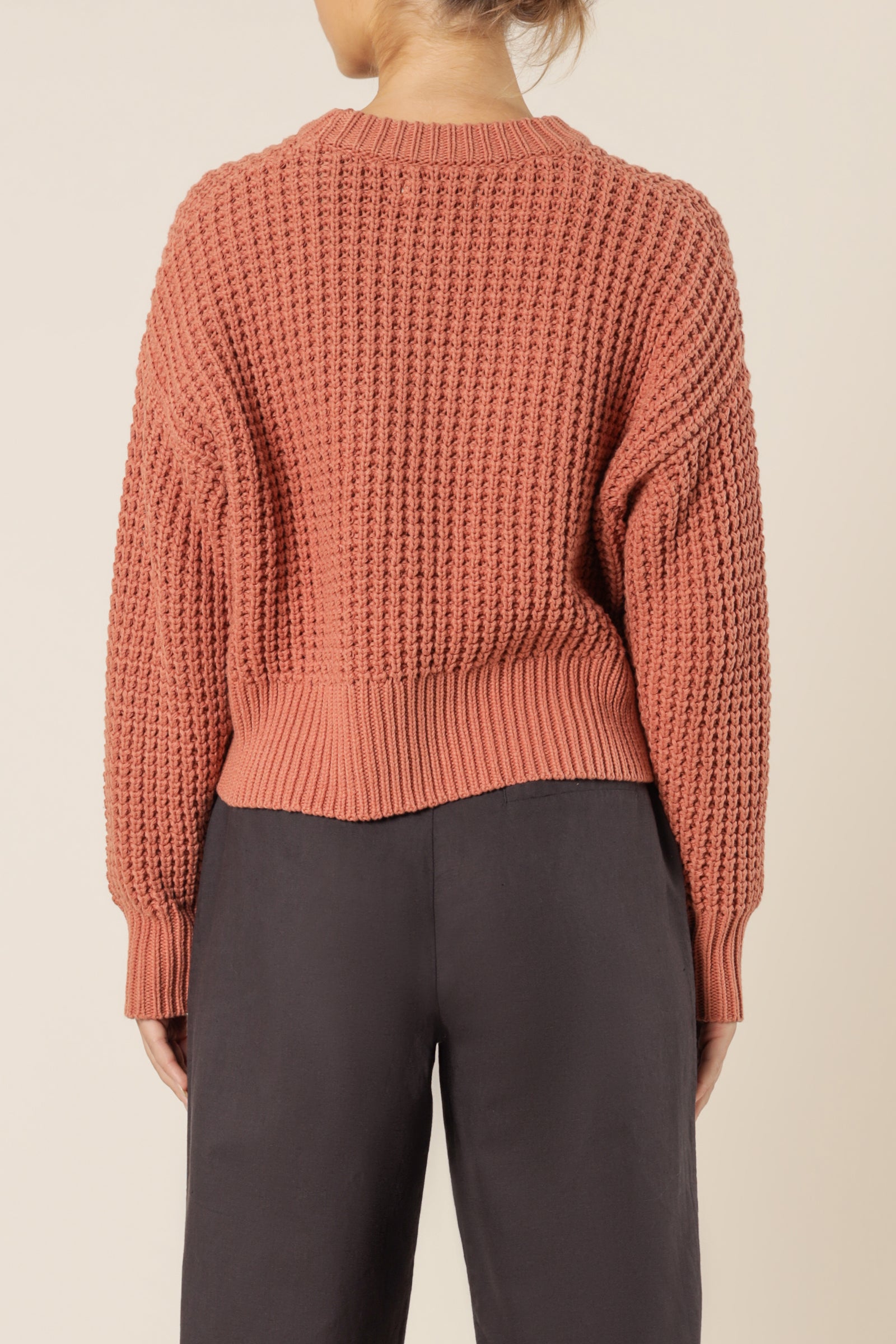 Nude Lucy Eden Waffle Knit Jumper Terracotta Knits 