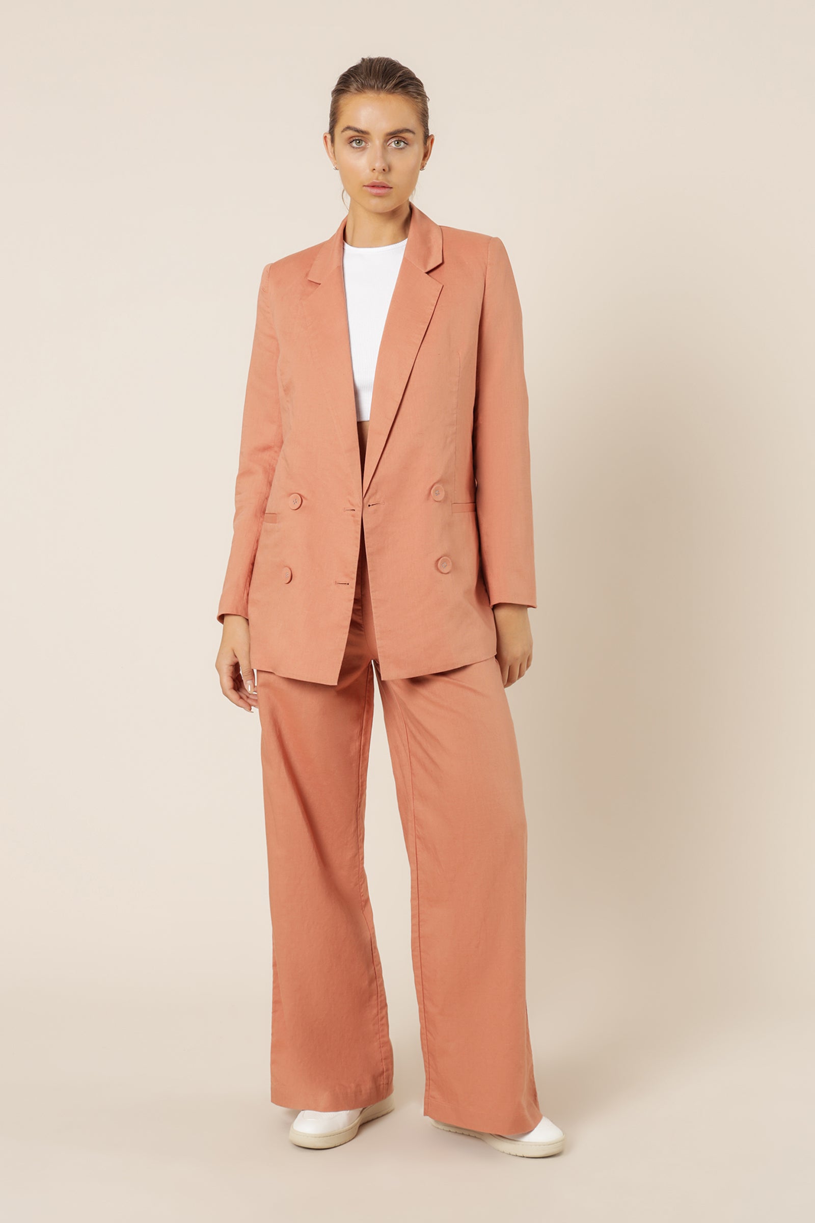 Nude Lucy Alba Linen Blazer Terracotta Jackets 