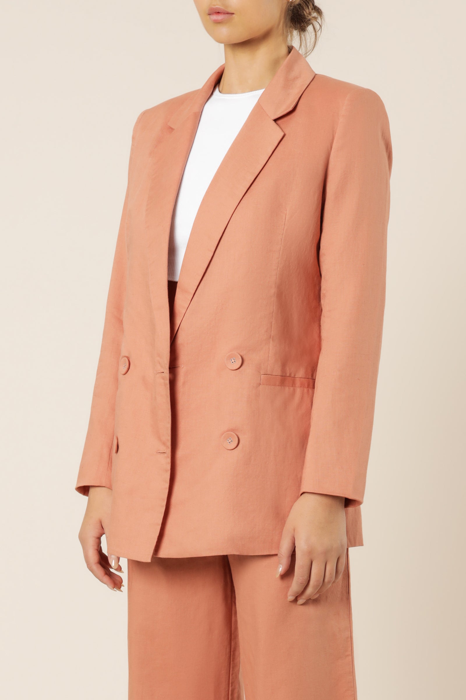 Nude Lucy Alba Linen Blazer Terracotta Jackets 