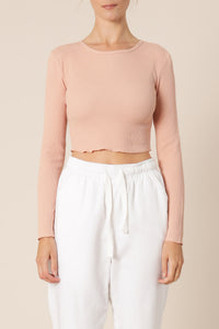 Nude Lucy cameron waffle long sleeve tee desert pink top