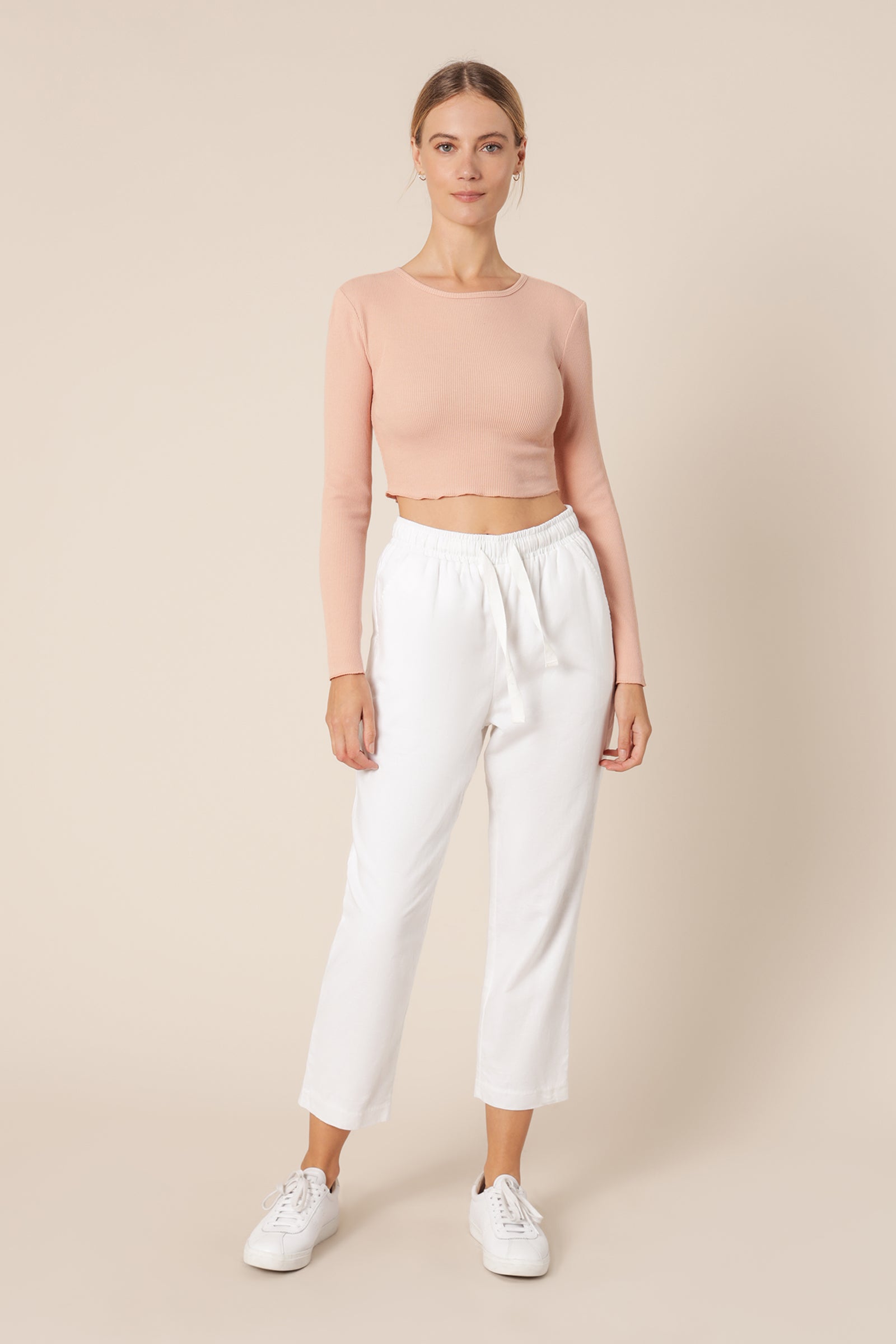 Nude Lucy Cameron Waffle Long Sleeve Tee Desert Pink Top 