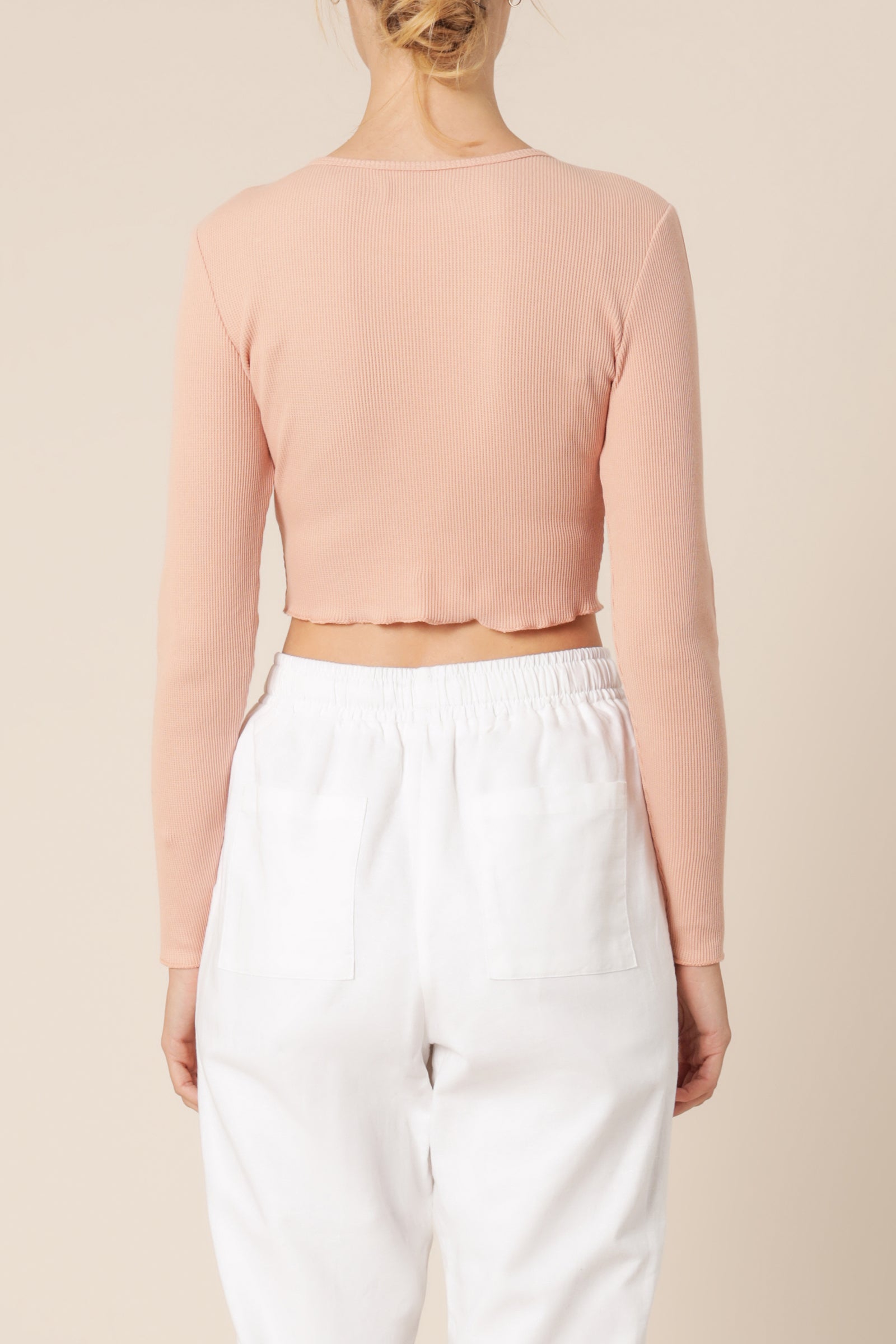 Nude Lucy Cameron Waffle Long Sleeve Tee Desert Pink Top 