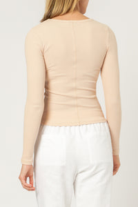 Nude Lucy charlie long sleeve rib tee blush top