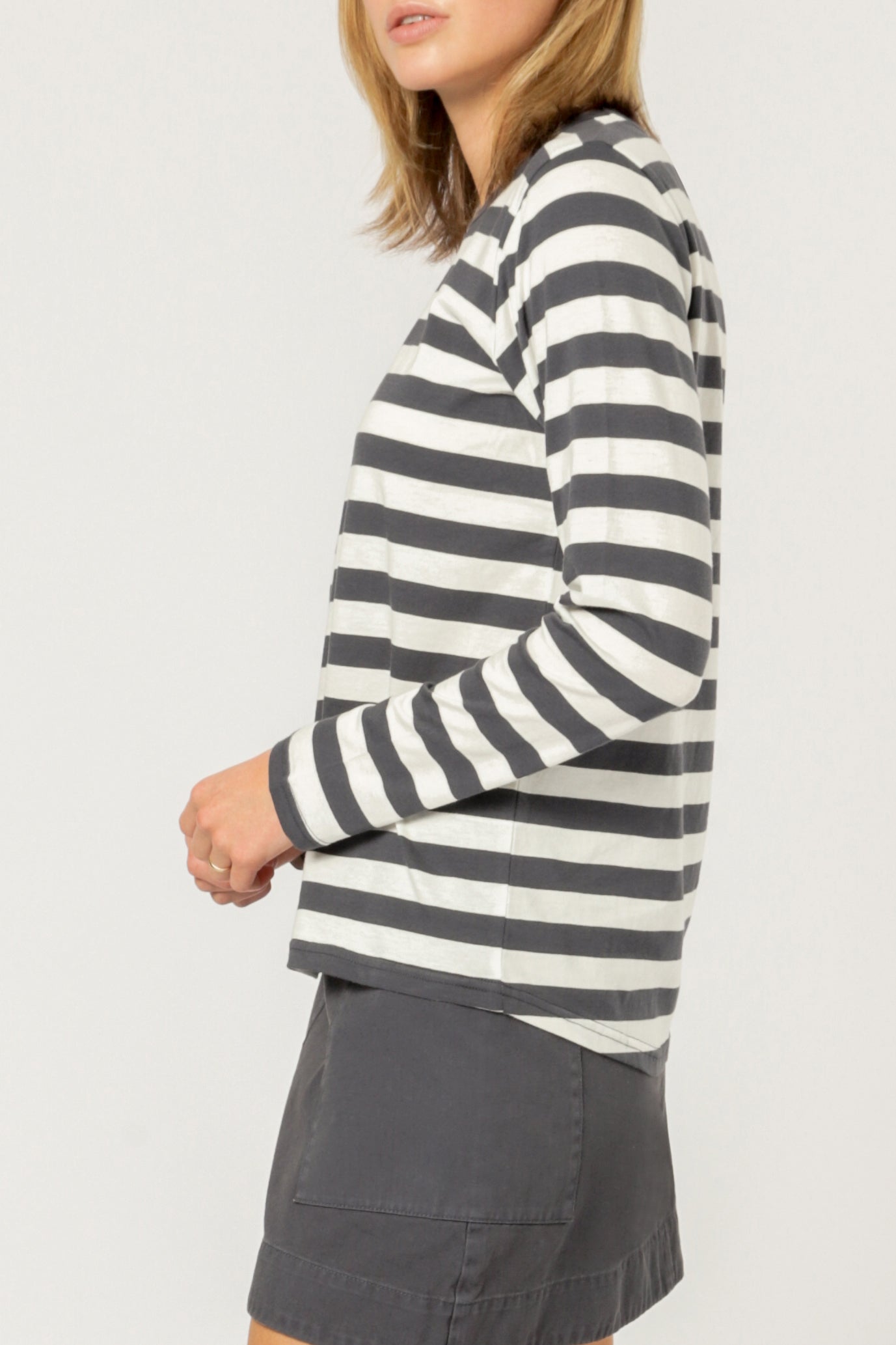 Nude Lucy Rita Stripe Long Sleeve Tee Washed Navy Str T Shirt 