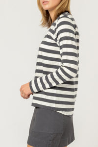 Nude Lucy rita stripe long sleeve tee washed navy str t shirt